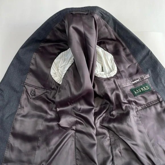Lauren Ralph Lauren Boy’s Gray Blazer Size 8 Regular Single Breasted Two Vent - Picture 6 of 12